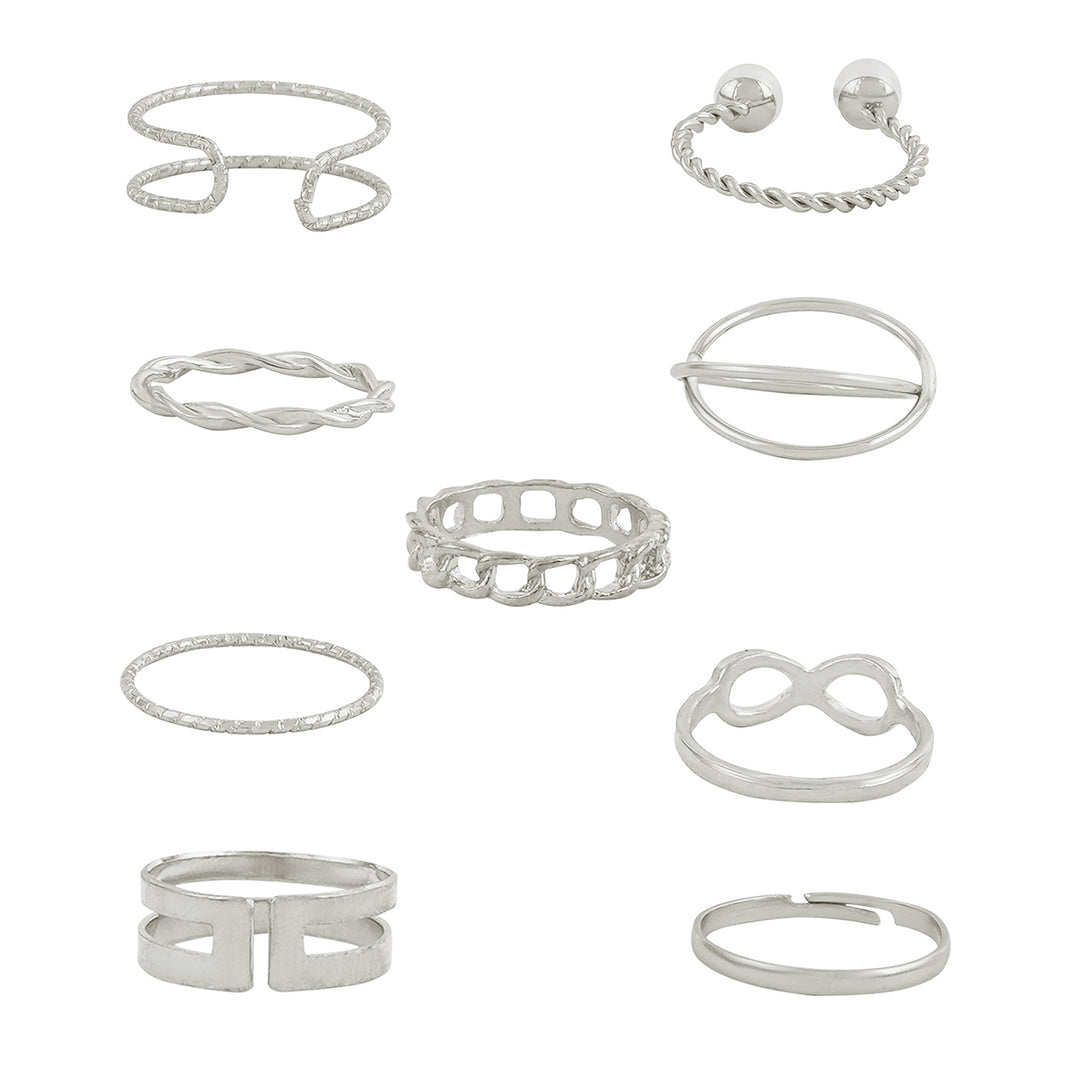 Bewitched Norine Silver Ring Stack