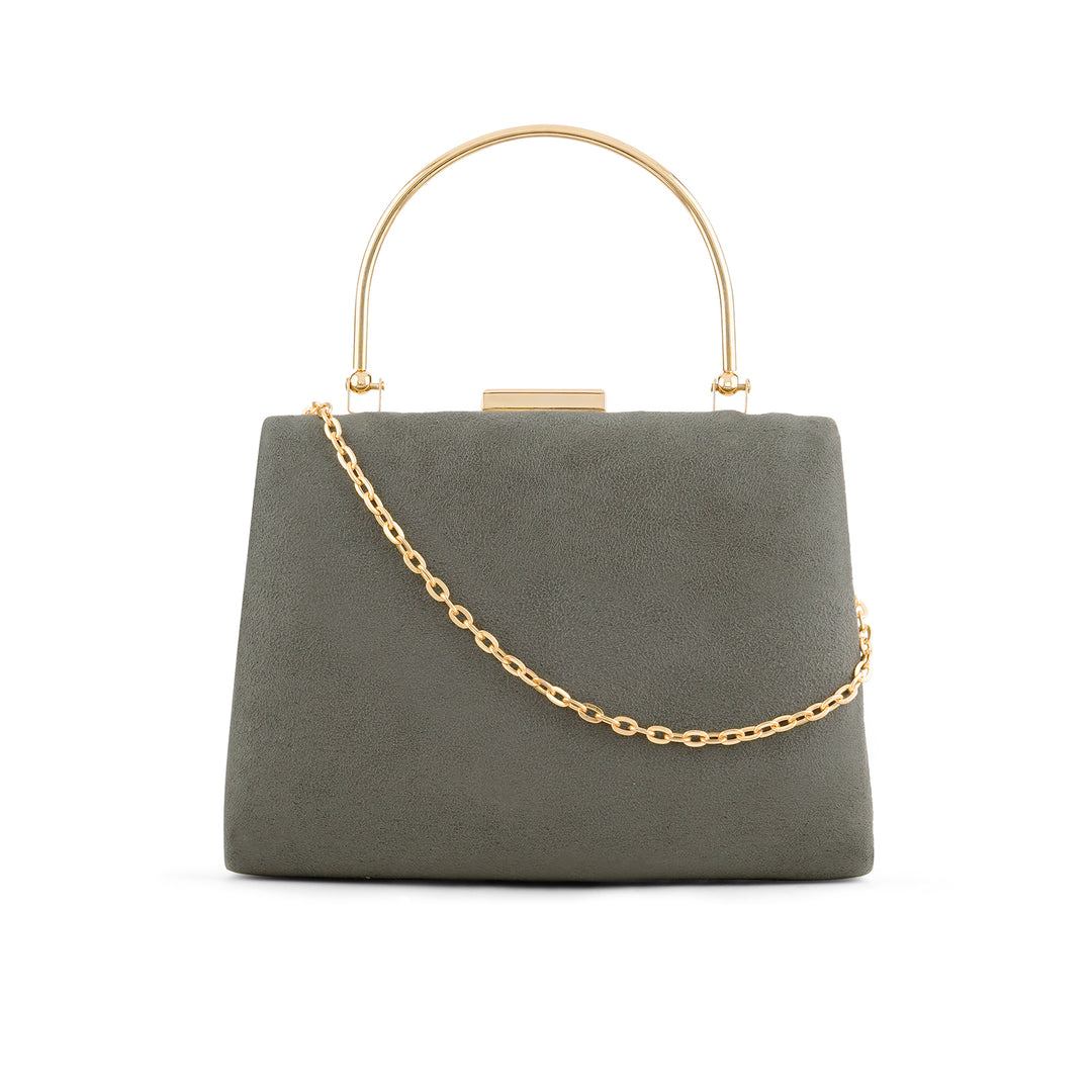 Cher Silver Mist Suede Clutch