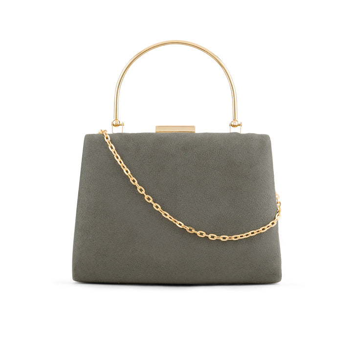 Cher Silver Mist Suede Clutch