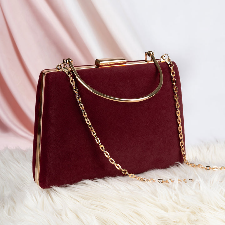 Demi Scarlet Red Suede Clutch