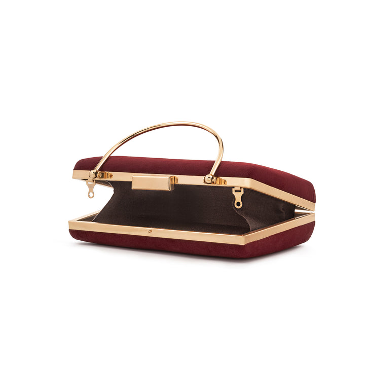 Demi Scarlet Red Suede Clutch