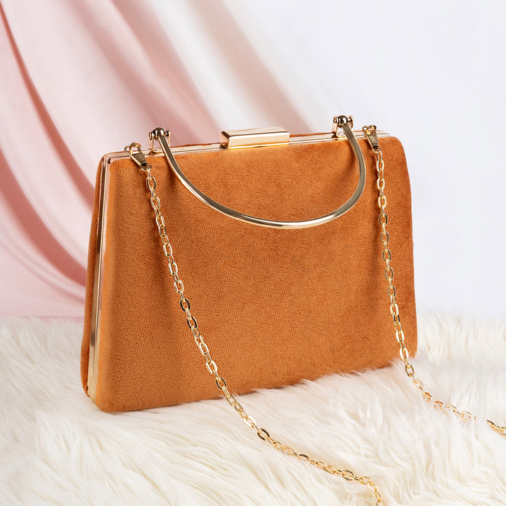 Bruke Honey Gold Suede Clutch