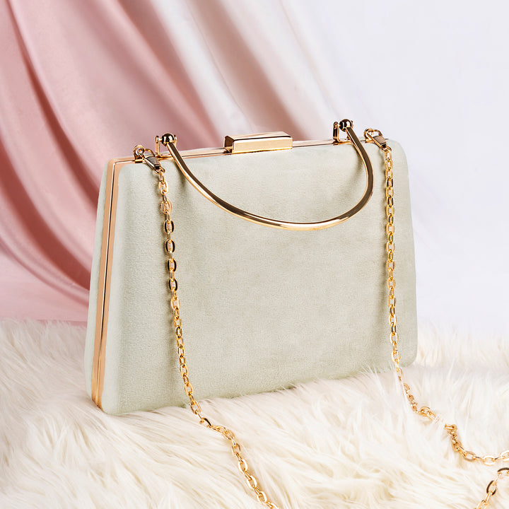 Gwyneth Ivory White Suede Clutch