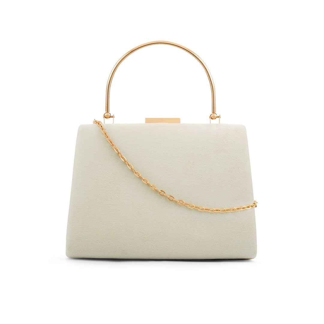 Gwyneth Ivory White Suede Clutch