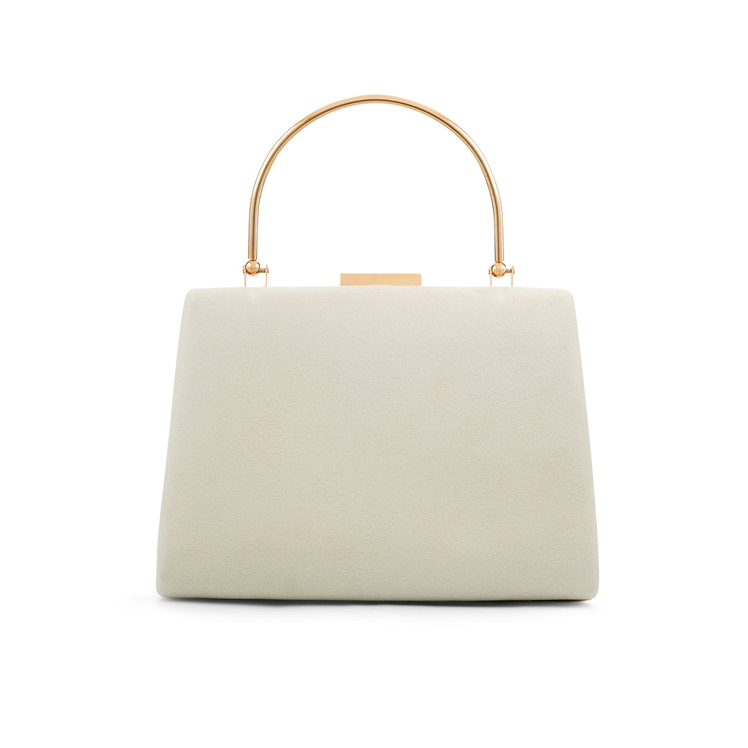 Gwyneth Ivory White Suede Clutch