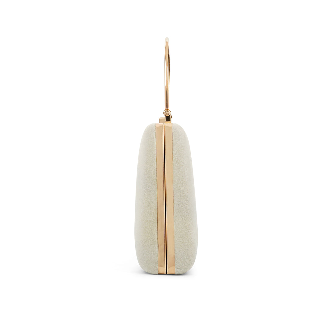 Gwyneth Ivory White Suede Clutch