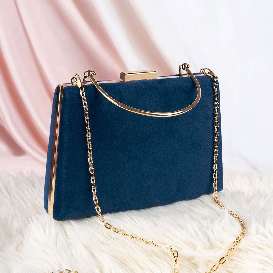 Meryl Royal Blue Suede Clutch