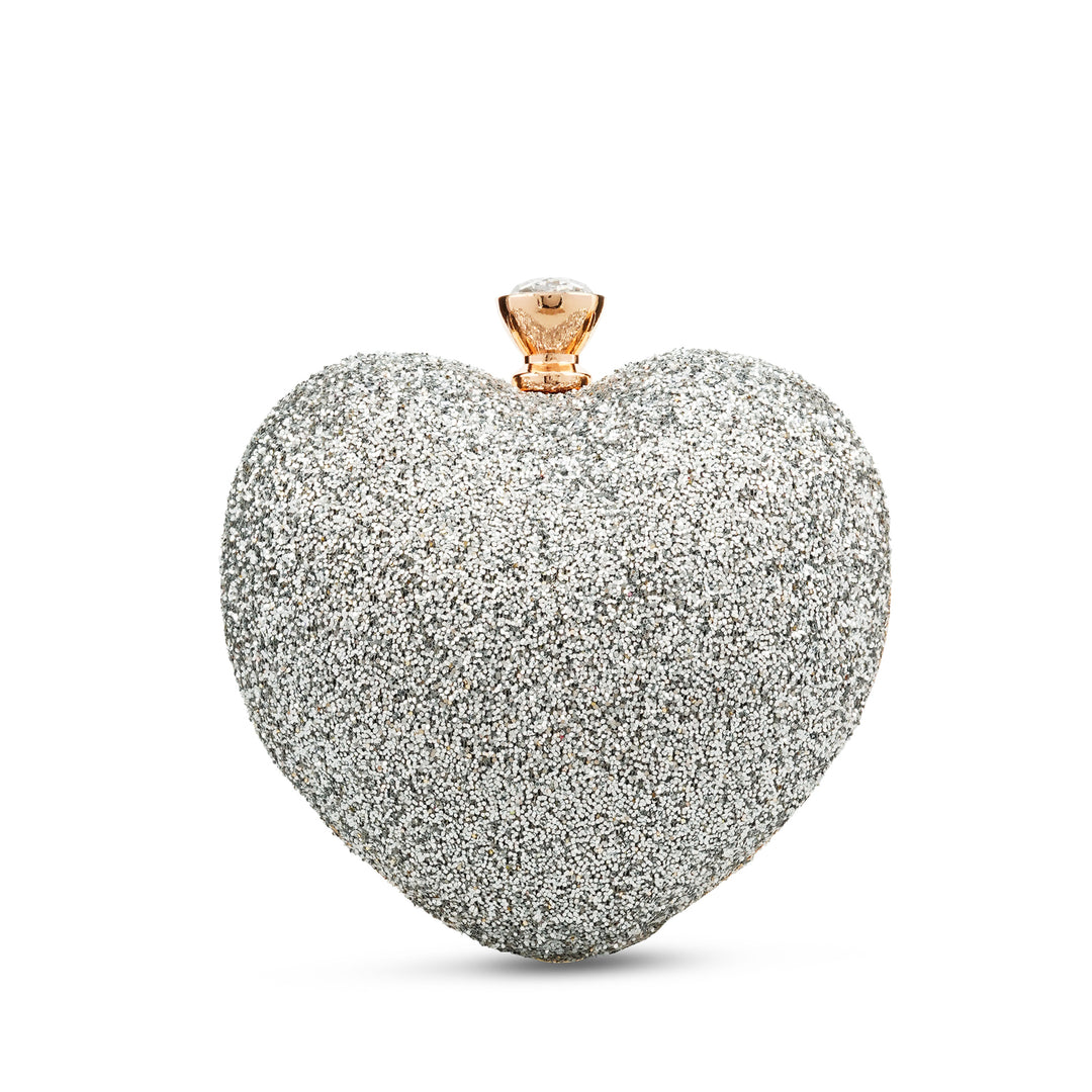 期間限定値下げsilver crystal heart clutch Silver Crystal Heart Clutch – self-portrait