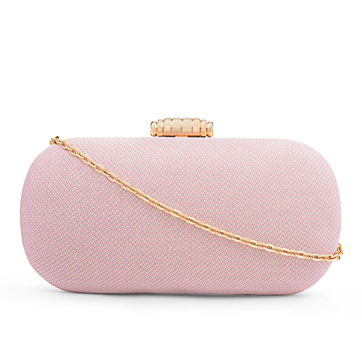 Farrah Shimmery Pink Metallic Clutch