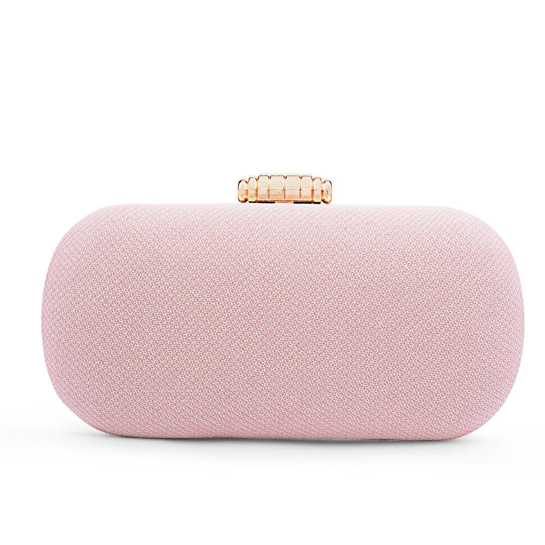 Farrah Shimmery Pink Metallic Clutch