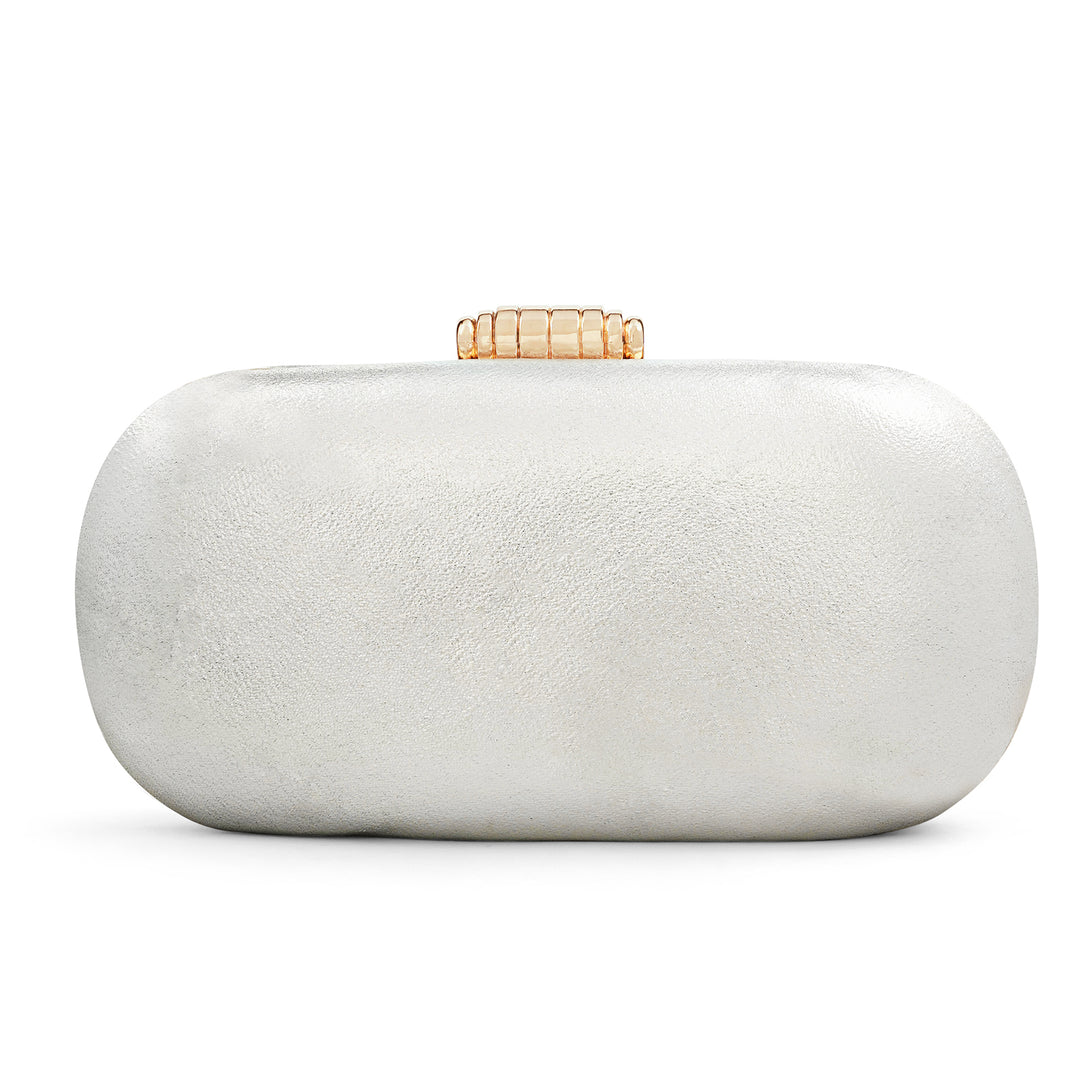 Susan Shimmery Silver Metallic Clutch