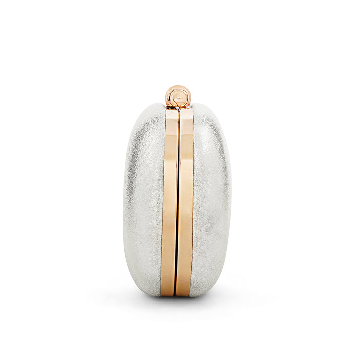 Susan Shimmery Silver Metallic Clutch