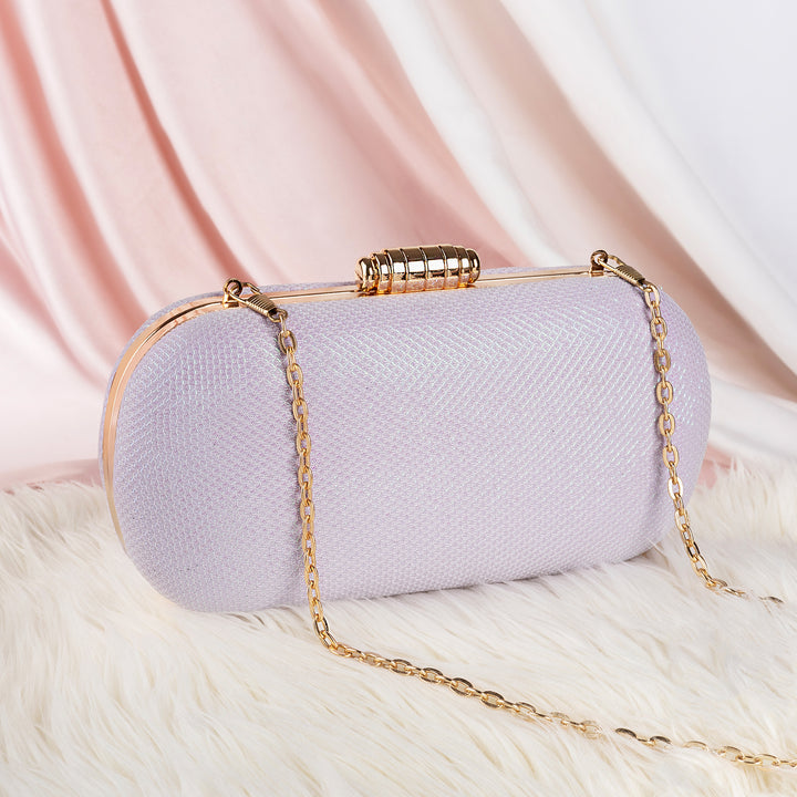 Salma Lavendar Glam Metallic Clutch