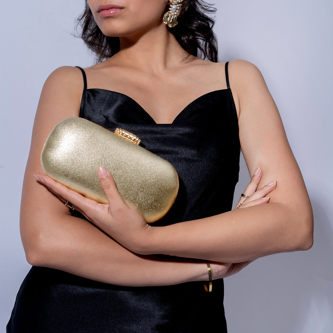 Kathleen Shimmery Gold Metallic Clutch