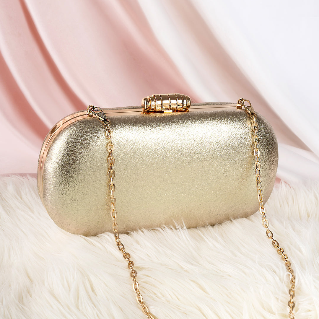 Kathleen Shimmery Gold Metallic Clutch