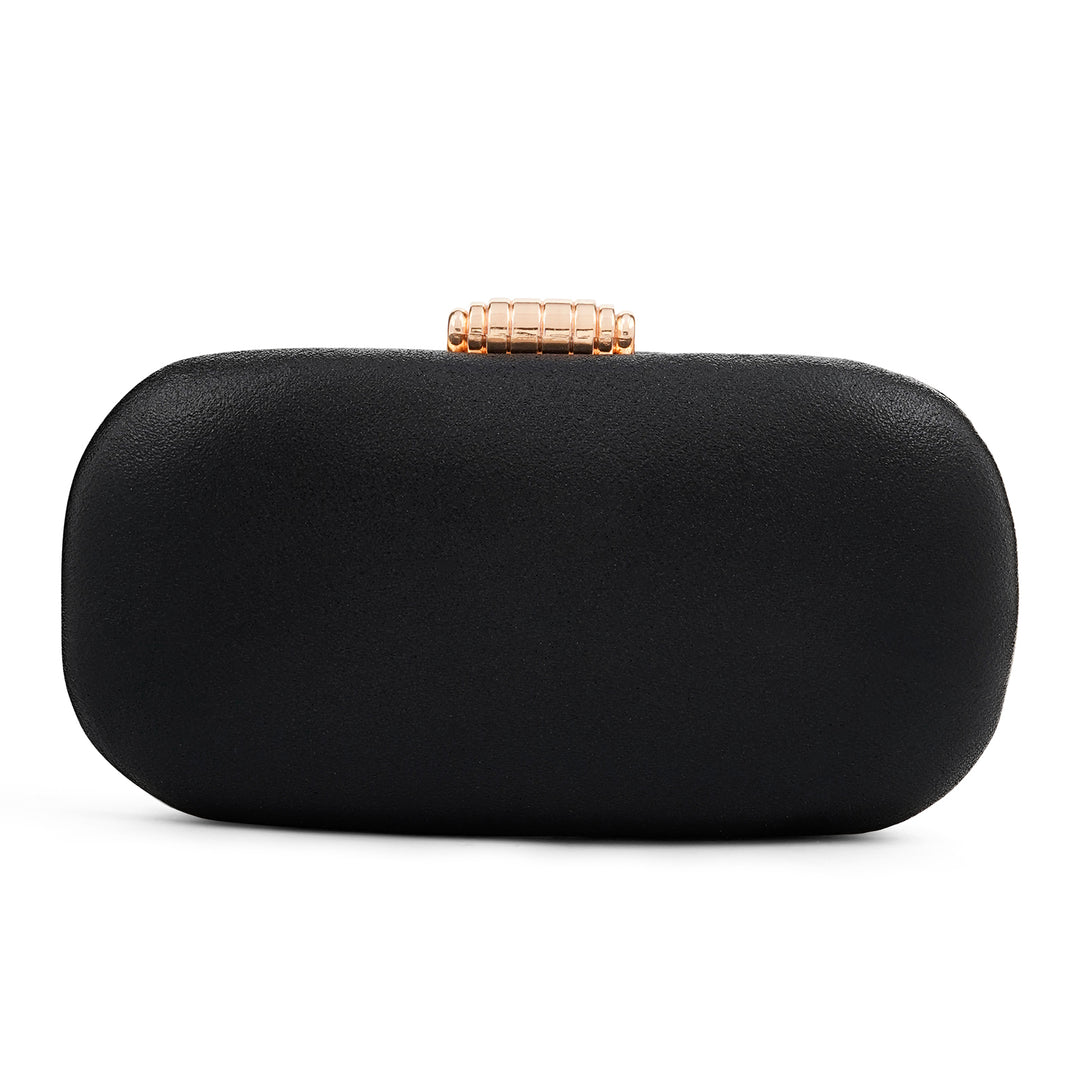 Lori Shimmery Black Metallic Clutch