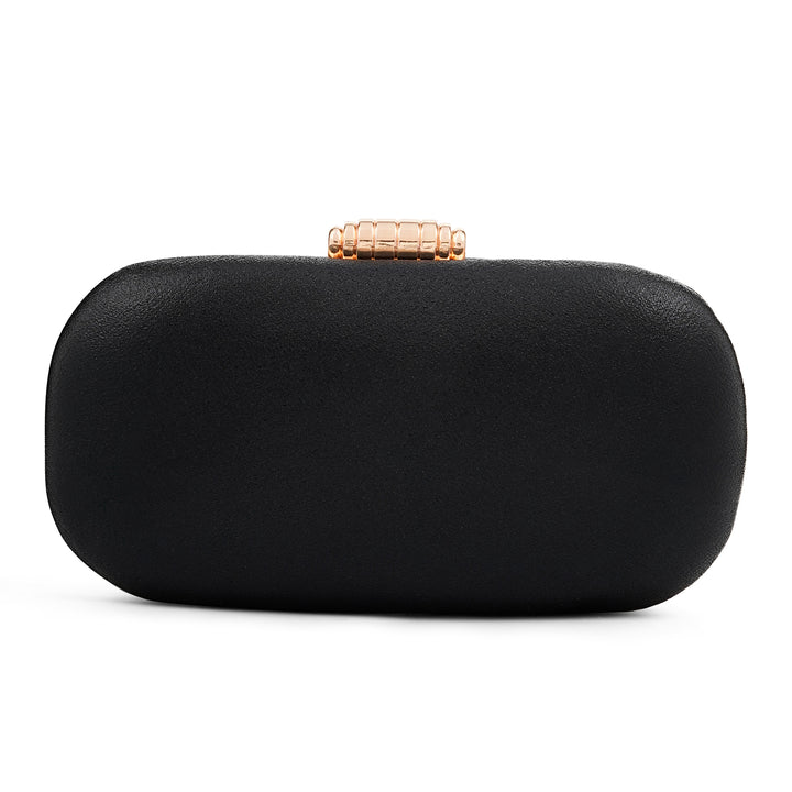 Lori Shimmery Black Metallic Clutch
