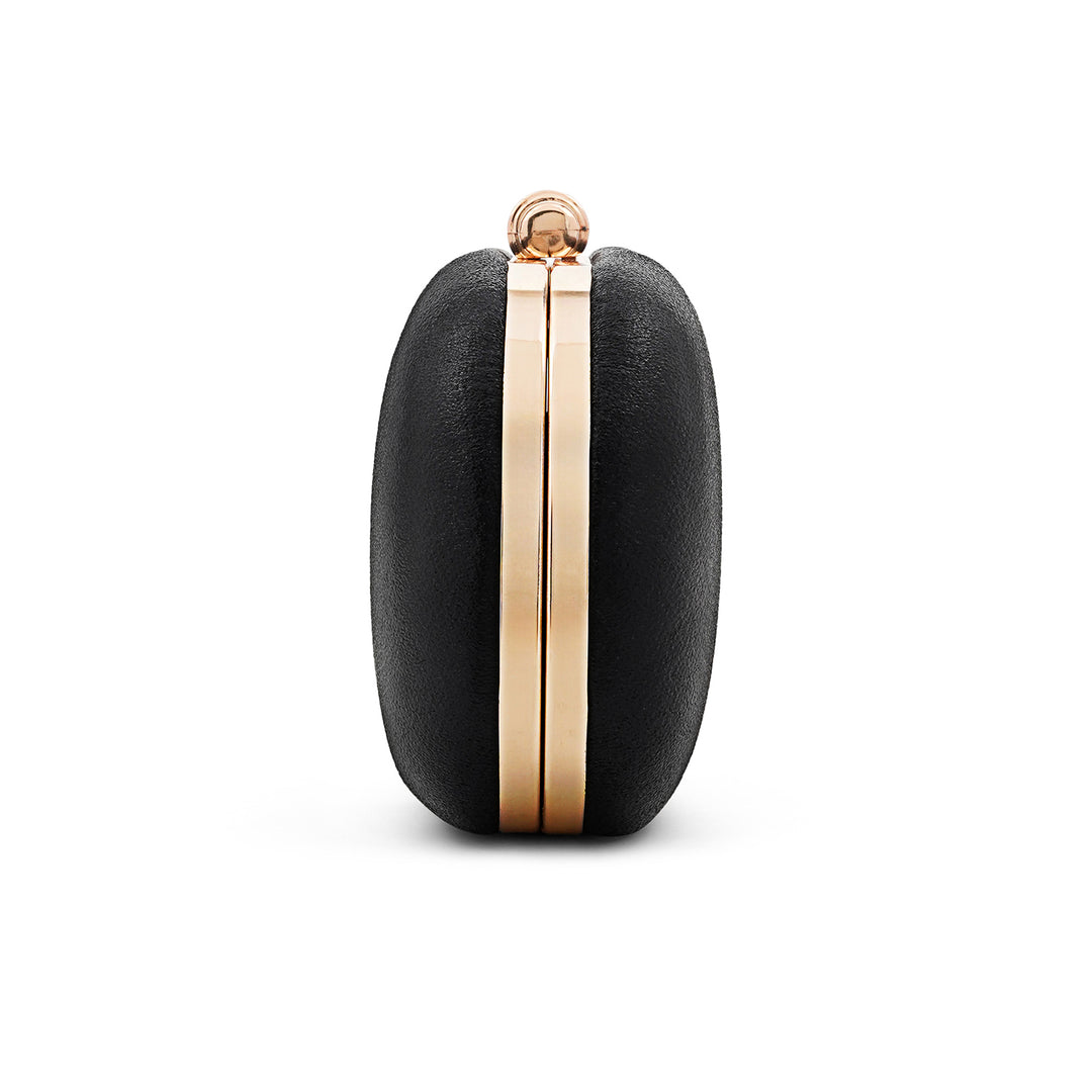 Lori Shimmery Black Metallic Clutch