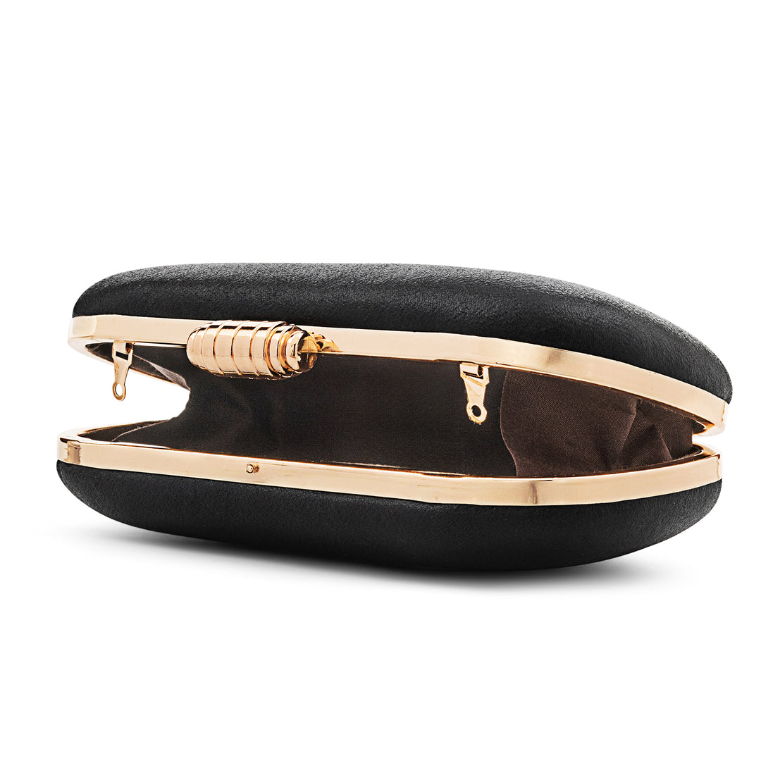 Lori Shimmery Black Metallic Clutch