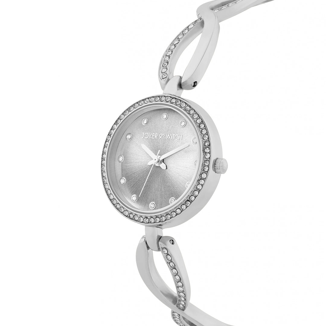 Chic Elegance Silver Watch Bracelet Stack