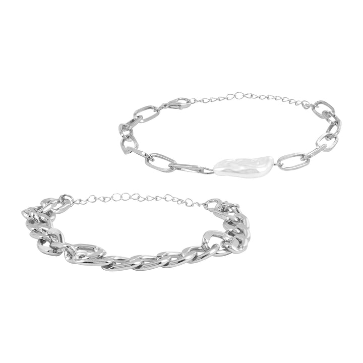Chic Elegance Silver Watch Bracelet Stack