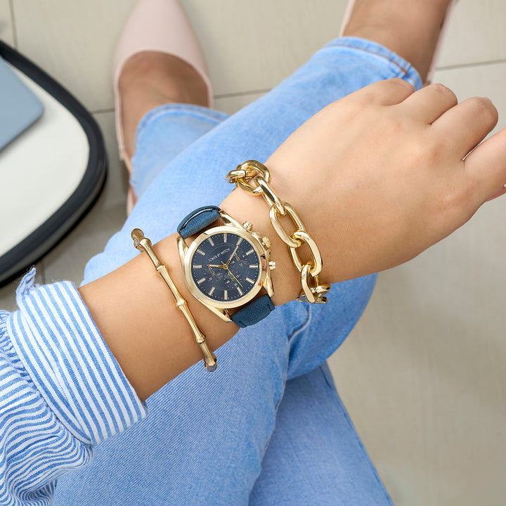 Navy Sail Watch Bracelet Stack