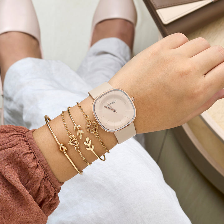 Sand Rose Watch Bracelet Stack