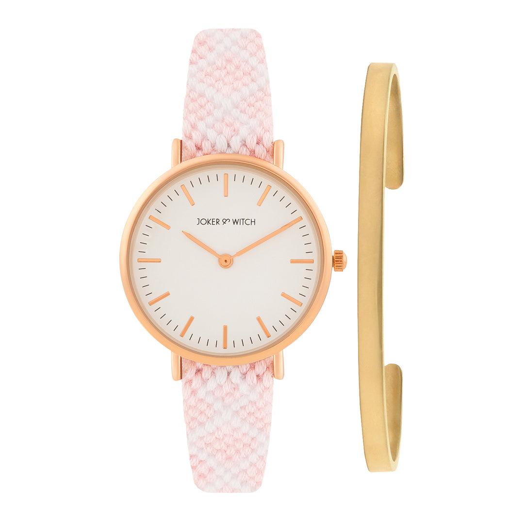 Strawberry Swirl Watch Bracelet Stack