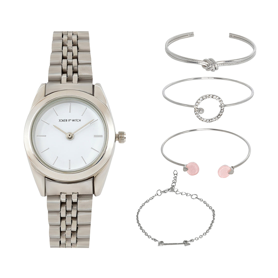 Carlita Silver Watch Bracelet Stack