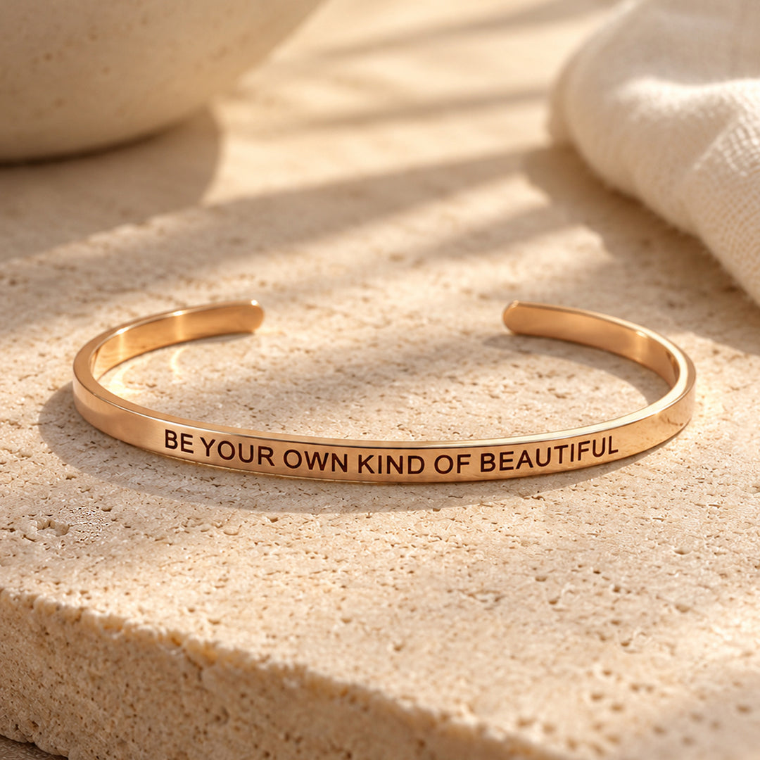 Be Your Own Kind Of Beautiful Rose Gold Cuff Mantra Band