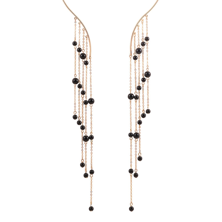 Aegle Golden Black Bead Necklace