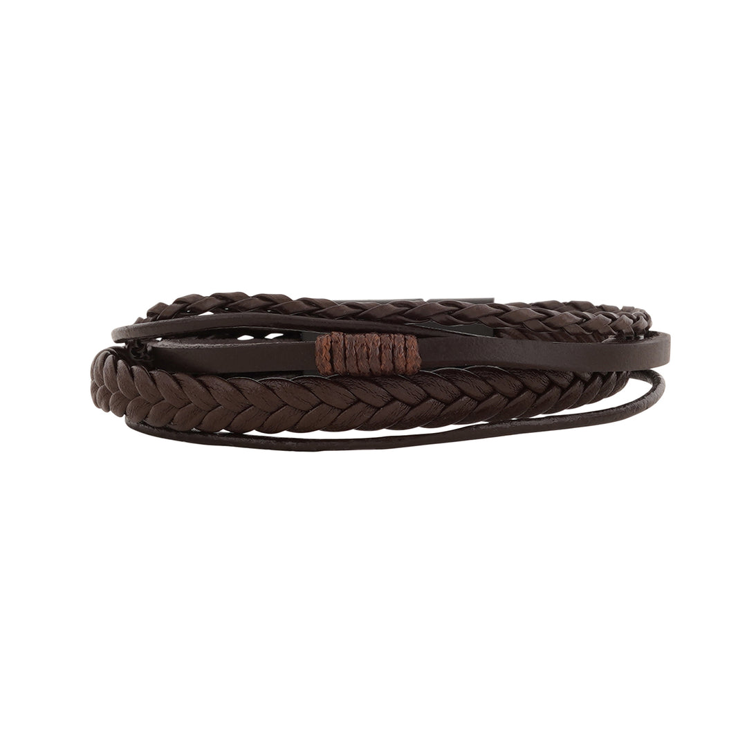 Cadmus Brown Leather Black Buckle Bracelet
