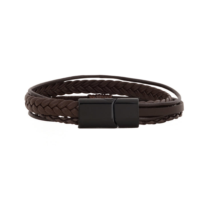 Cadmus Brown Leather Black Buckle Bracelet