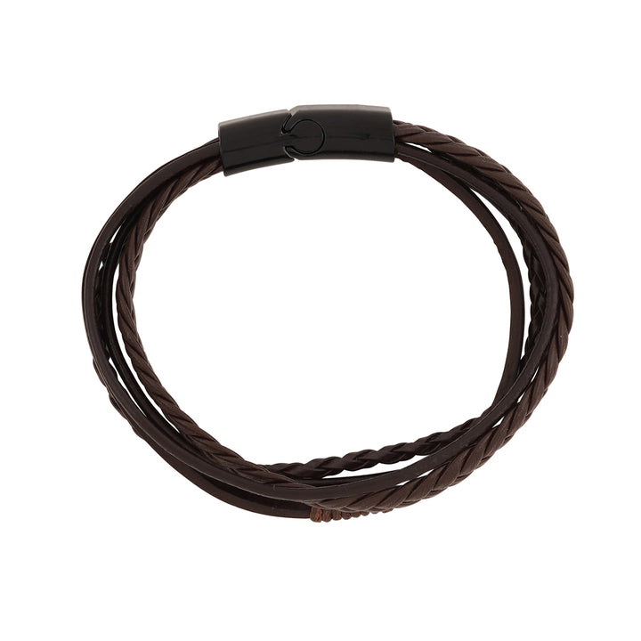 Cadmus Brown Leather Black Buckle Bracelet