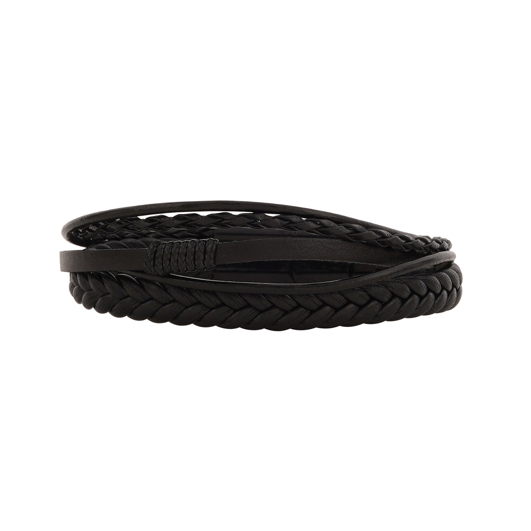 Cadmus Black Leather Black Buckle Bracelet