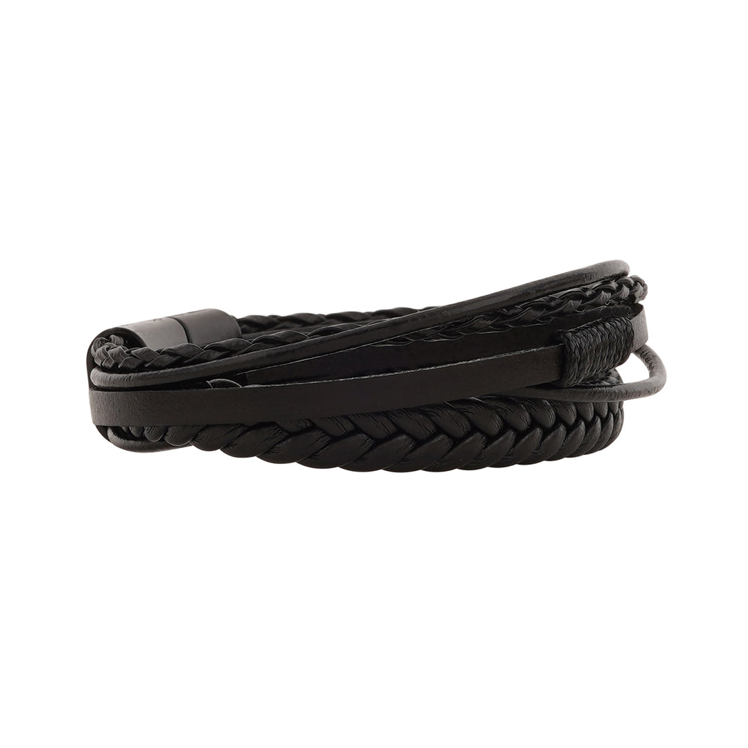Cadmus Black Leather Black Buckle Bracelet
