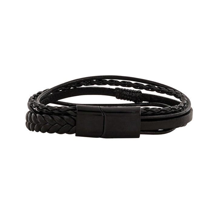 Cadmus Black Leather Black Buckle Bracelet