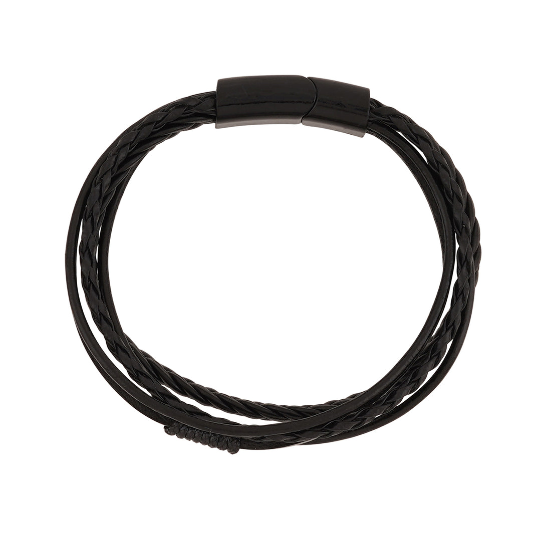 Cadmus Black Leather Black Buckle Bracelet