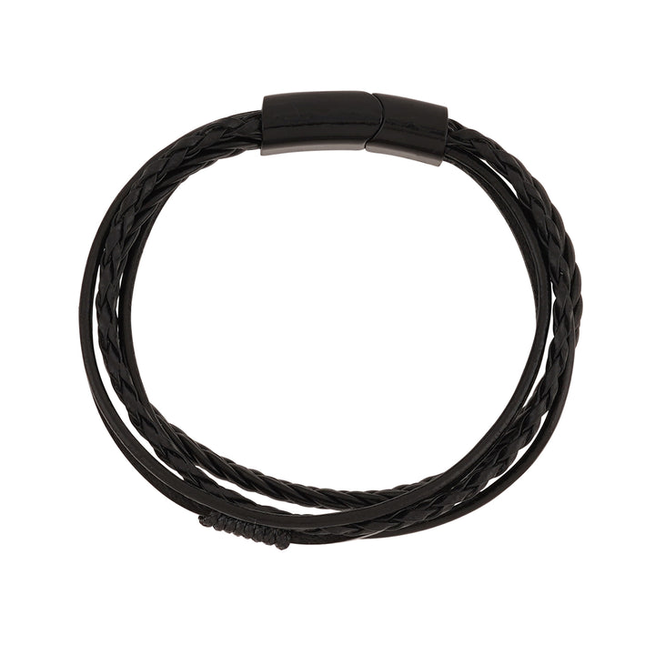 Cadmus Black Leather Black Buckle Bracelet