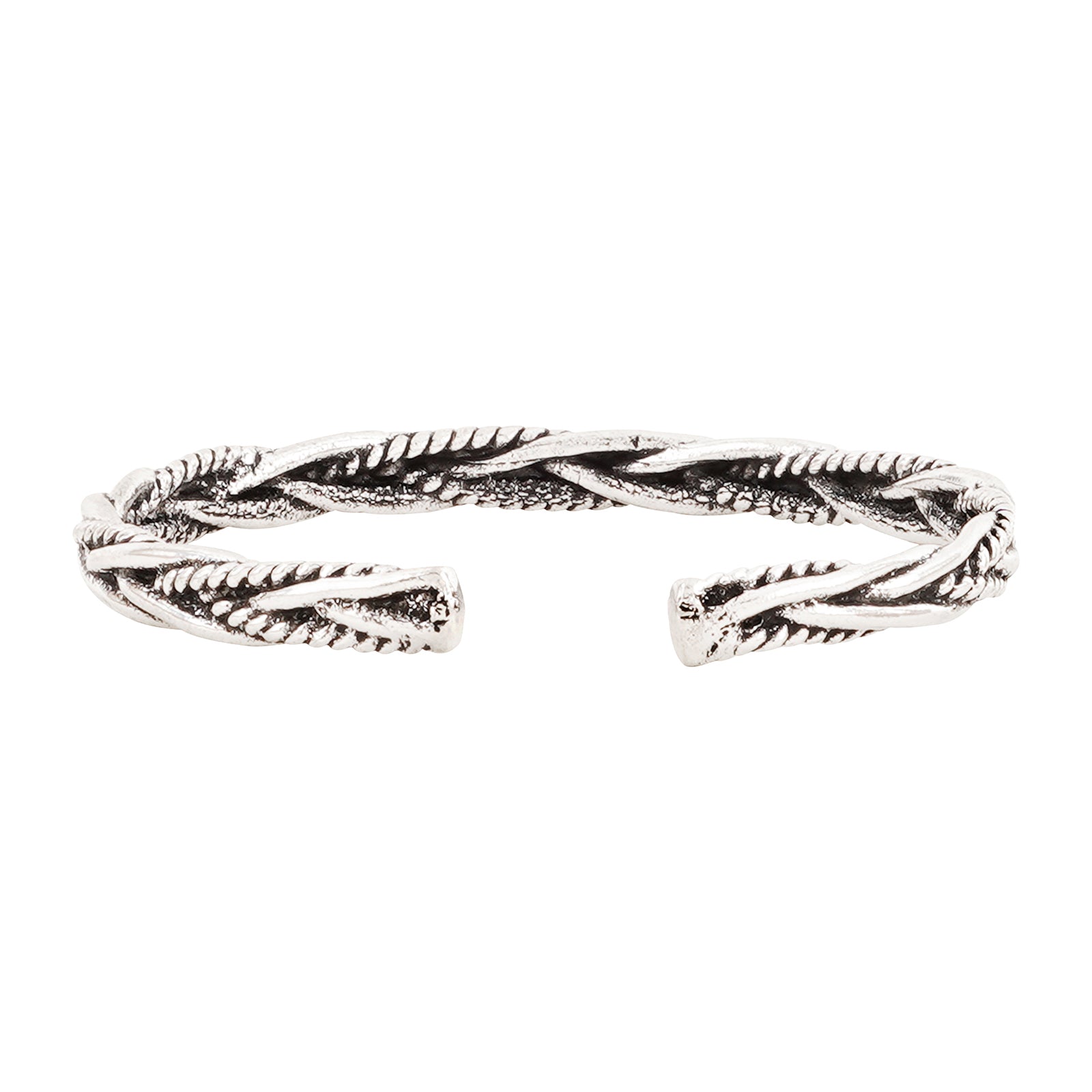 Joker & Witch Adonis Antique Silver Twist Open Bracelet For Men