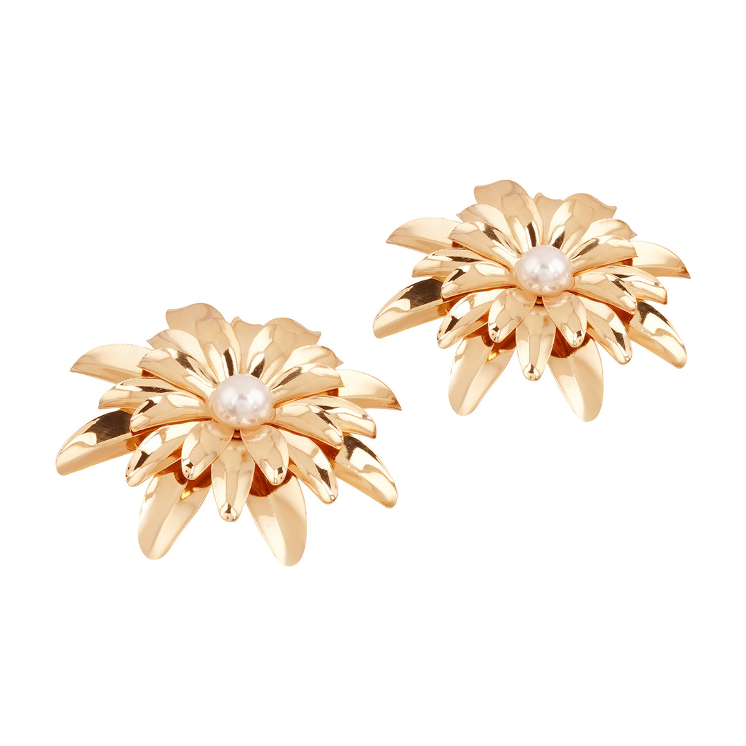 Zinnia Gold Floral Earrings