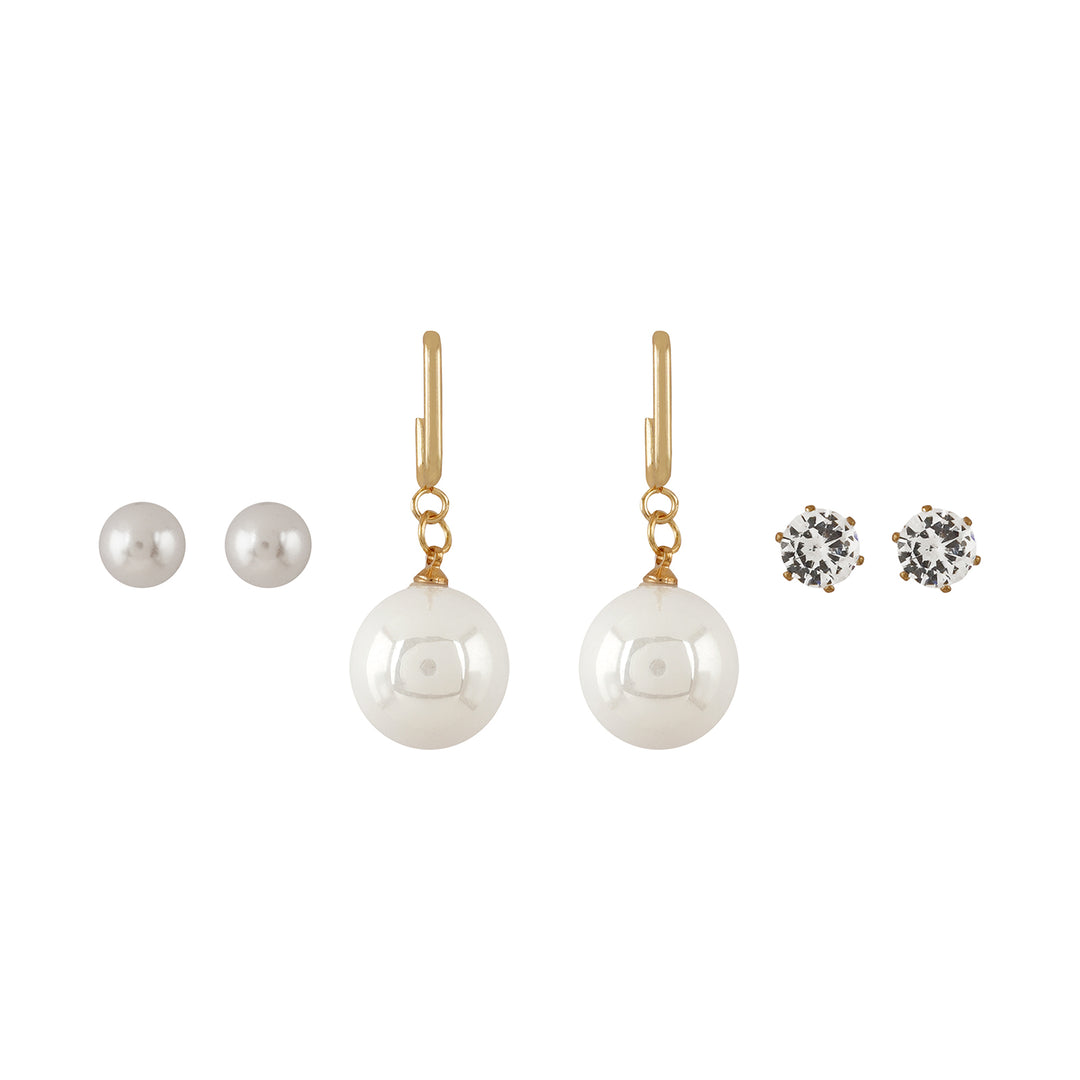 Yuna White & Gold Earrings