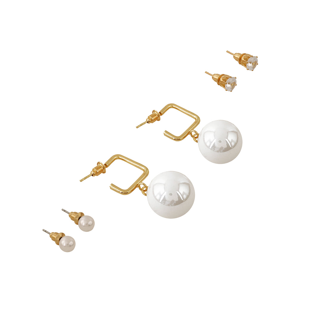 Yuna White & Gold Earrings