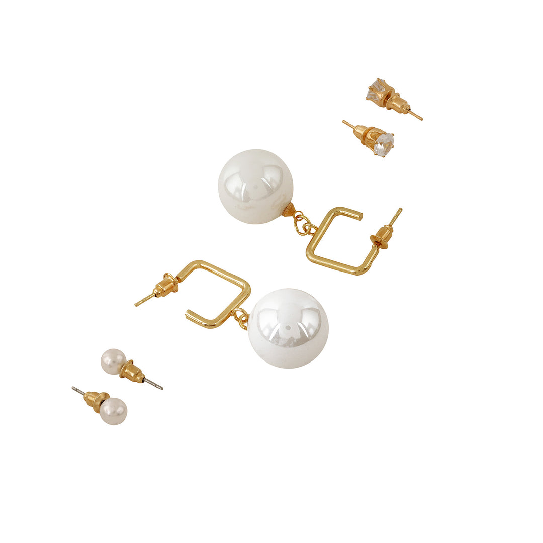 Yuna White & Gold Earrings