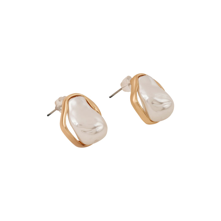 Aiko White & Gold Earrings