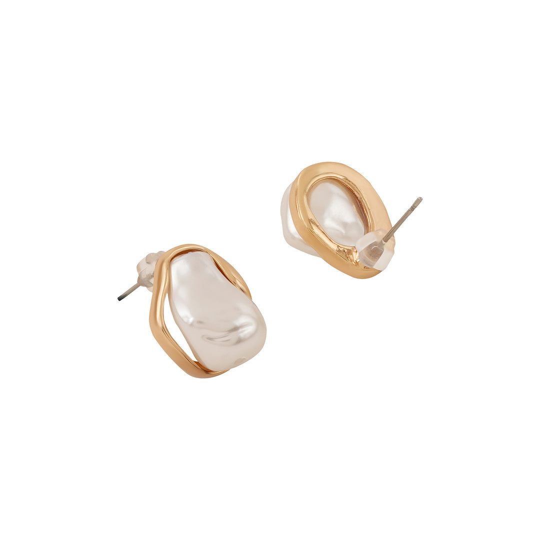 Aiko White & Gold Earrings