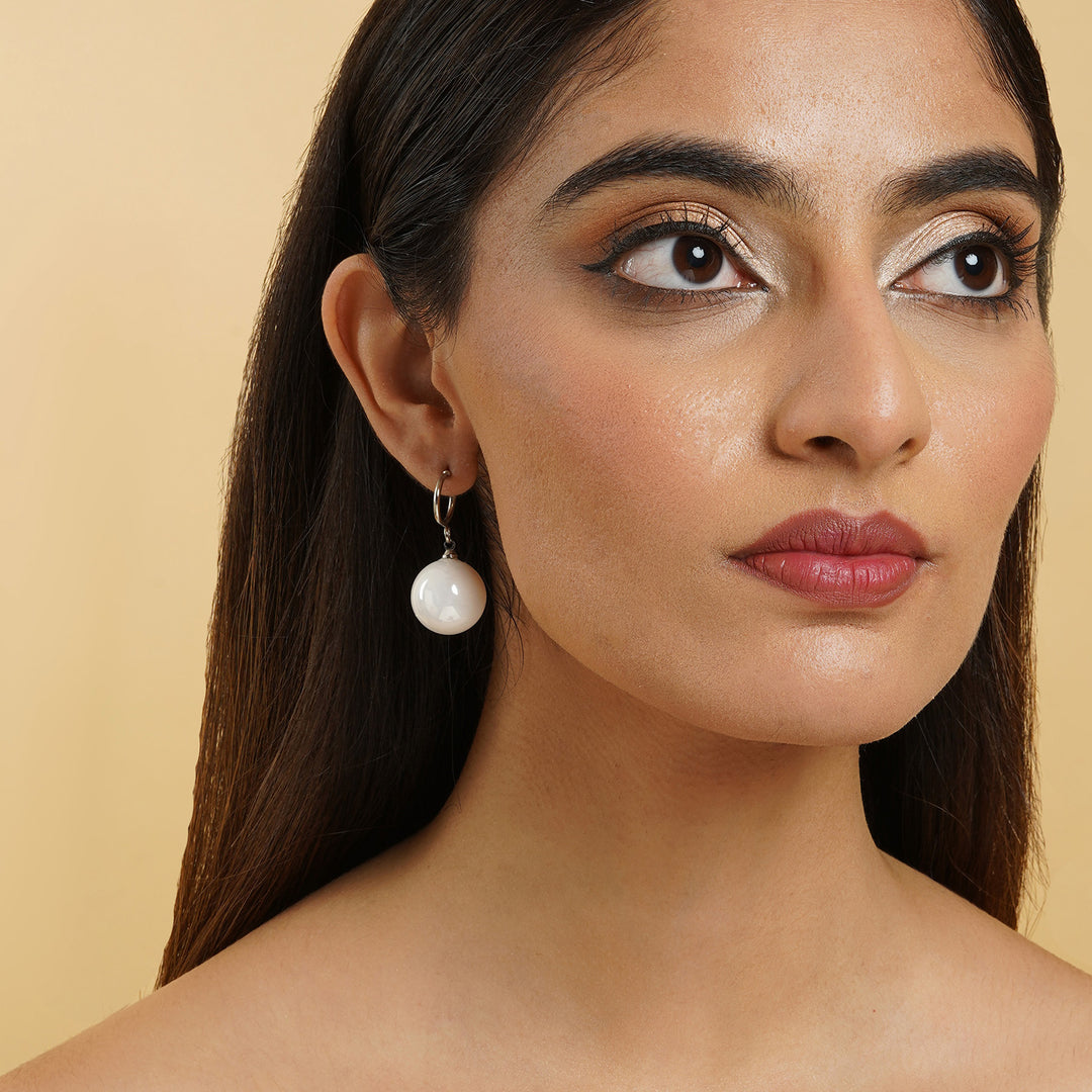 Sora White & Silver Earrings