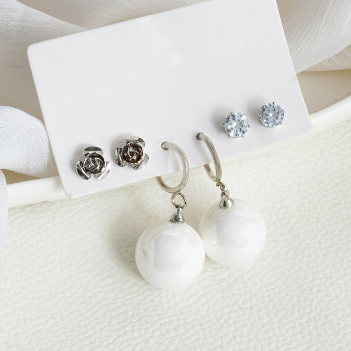 Sora White & Silver Earrings
