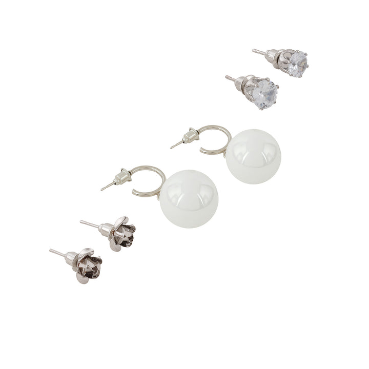 Sora White & Silver Earrings