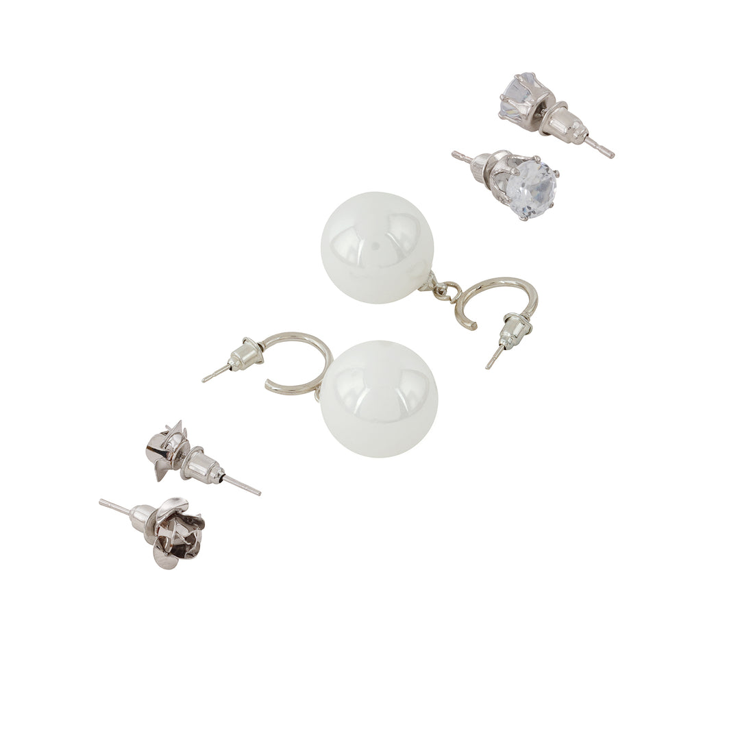 Sora White & Silver Earrings